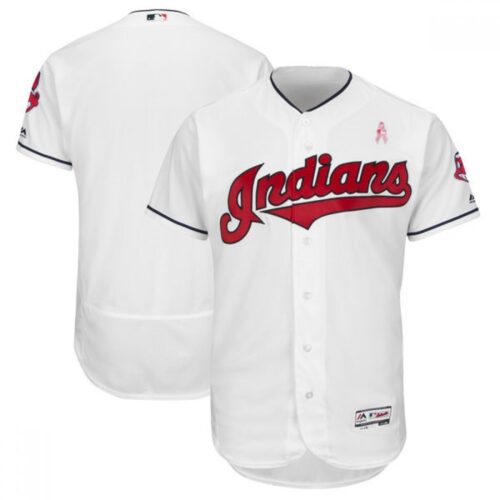68633d943ab6a_1 Men's Cleveland indians White 2018 Mother's Day Flexbase Stitched MLB Jersey
