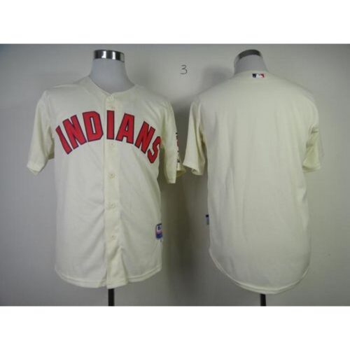 68633d9dde277_1 indians Blank Cream Cool Base Stitched MLB Jersey
