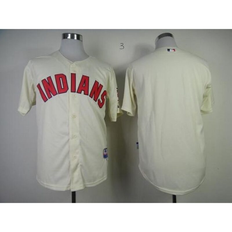 68633d9dde277_1 indians Blank Cream Cool Base Stitched MLB Jersey