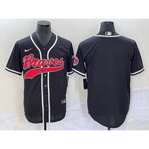 68633e302f5fd_1 Men's Atlanta Braves Blank Black Cool Base With Patch Stitched Baseball Jersey
