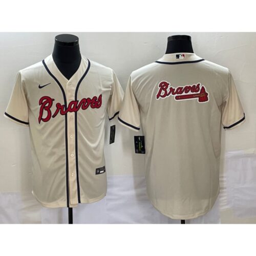 68633e351d8d8_1 Men's Atlanta Braves Cream Team Big Logo Cool Base Stitched Baseball Jersey