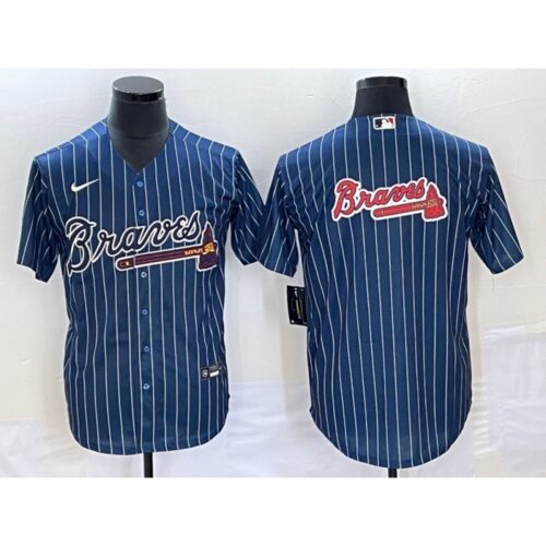 68633e50b56ae_1 Men's Atlanta Braves Navy Team Big Logo Cool Base Stitched Baseball Jersey