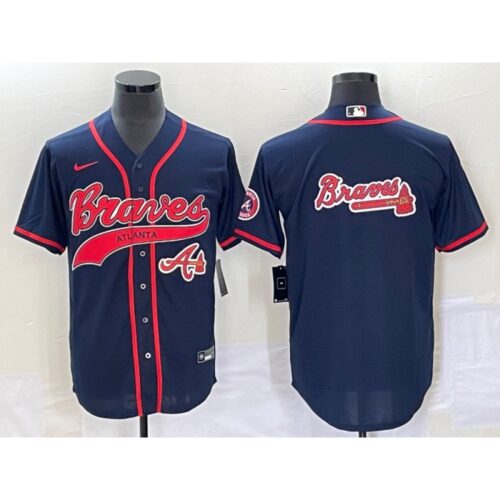 68633e55dd655_1 Men's Atlanta Braves Navy Team Big Logo Cool Base With Patch Stitched Baseball Jersey