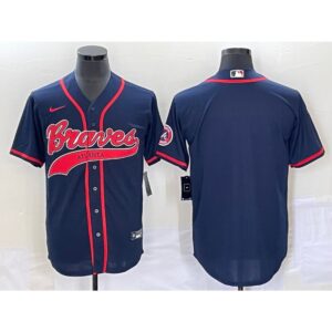 68633e5871ade_1 Men's Atlanta Braves Blank Navy Cool Base With Patch Stitched Baseball Jersey