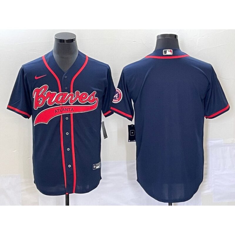 68633e5871ade_1 Men's Atlanta Braves Blank Navy Cool Base With Patch Stitched Baseball Jersey