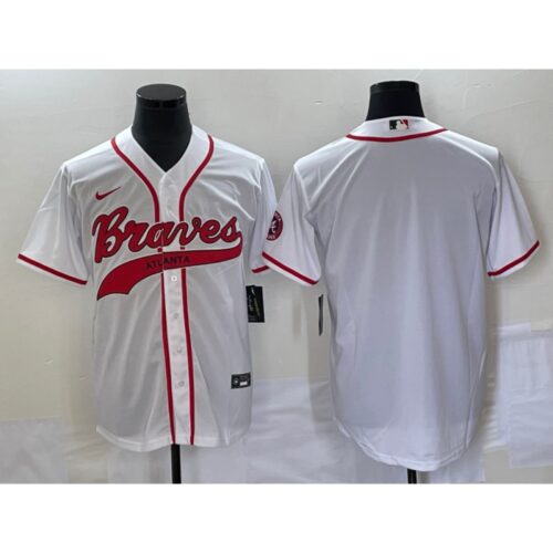 68633e890b145_1 Men's Atlanta Braves Blank White Cool Base With Patch Stitched Baseball Jersey