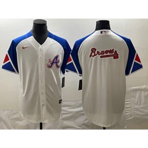 68633e90b2486_1 Men's Atlanta Braves White 2023 City Connect Team Big Logo Cool Base Stitched Baseball Jersey