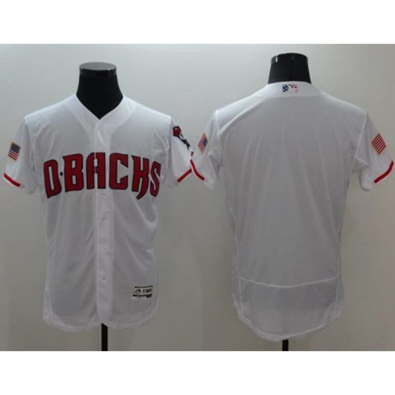 68633f59a86af_1 Diamondbacks Blank White Fashion Stars & Stripes Flexbase Authentic Stitched MLB Jersey