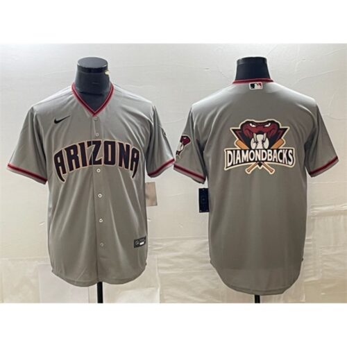 68633f5ea51c4_1 Men's Arizona Diamondbacks Grey Team Big Logo Cool Base Stitched Baseball Jersey