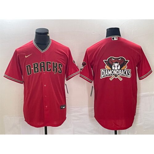 68633f6daaa29_1 Men's Arizona Diamondbacks Red Team Big Logo Cool Base Stitched Baseball Jersey