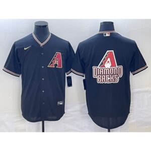 68633f8490827_1 Men's Arizona Diamondbacks Black Team Big Logo Cool Base Stitched Baseball Jersey