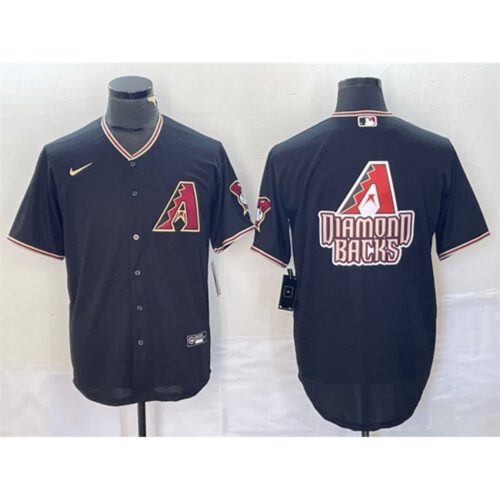68633f93aec02_1 Men's Arizona Diamondbacks Black Team Big Logo Cool Base Stitched Baseball Jersey