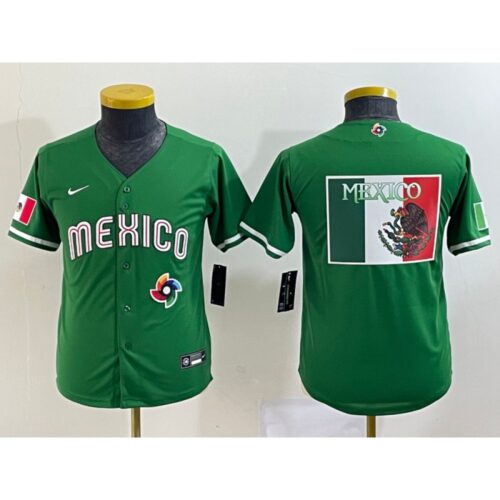 68633fa72cc73_1 Youth Mexico Baseball 2023 Black Big Logo World Baseball Classic Stitched Jersey