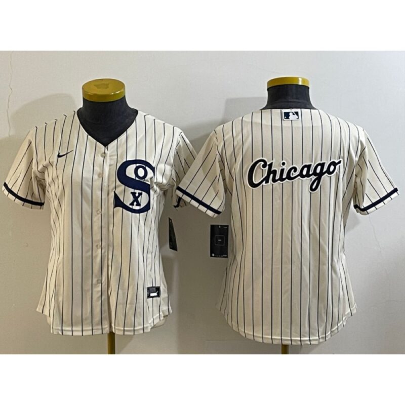 68633ff2e9745_1 Women's Chicago White Sox Cream Team Big Logo Stitched Jersey(Run Small) 02