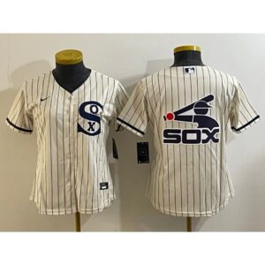 68633ff56c910_1 Women's Chicago White Sox Cream Team Big Logo Stitched Jersey(Run Small) 03