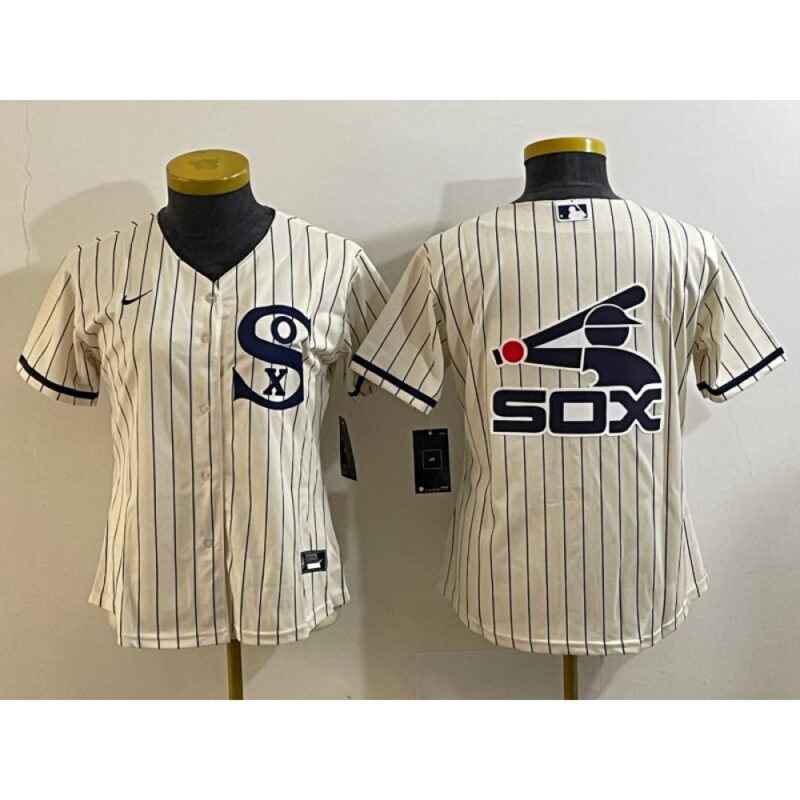 68633ff56c910_1 Women's Chicago White Sox Cream Team Big Logo Stitched Jersey(Run Small) 03