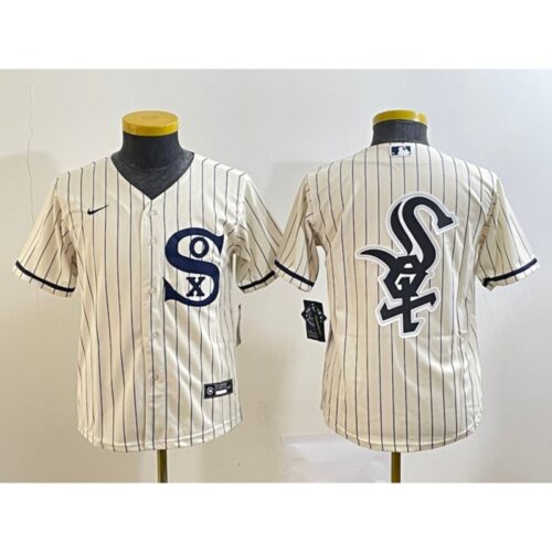 68633ffa94dd8_1 Youth Chicago White Sox Cream Team Big Logo Stitched Jersey 01