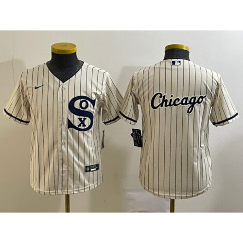 68633ffd2833d_1 Youth Chicago White Sox Cream Team Big Logo Stitched Jersey 02