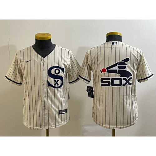 68633fff88095_1 Youth Chicago White Sox Cream Team Big Logo Stitched Jersey 03
