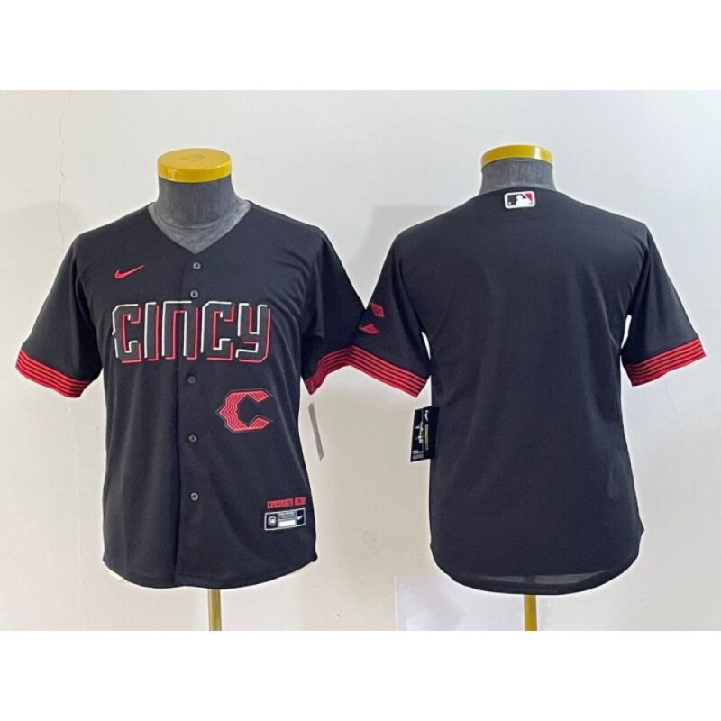 686340179ab56_1 Youth Cincinnati Reds Black 2023 City Connect With Patch Stitched Baseball Jersey