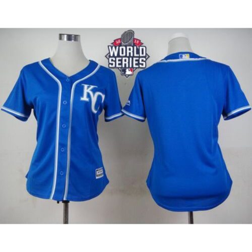 6863405c602f3_1 Royals Blank Blue Alternate 2 W/2015 World Series Patch Women's Stitched MLB Jersey