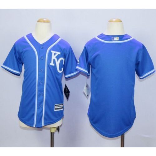6863406142757_1 Royals Blank Blue Cool Base Stitched Youth MLB Jersey