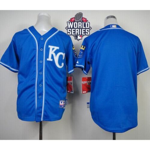 68634063ad45d_1 Royals Blank Blue Cool Base W/2015 World Series Patch Stitched Youth MLB Jersey