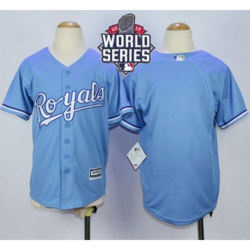 68634085bc233_1 Royals Blank Light Blue Alternate 1 Cool Base W/2015 World Series Patch Stitched Youth MLB Jersey