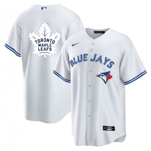 6863408b0ba4c_1 Men's Toronto Blue Jays & Leafs White Cool Base Stitched Jersey