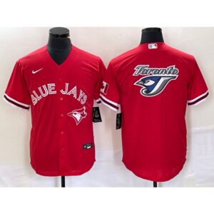 686340b2dfb3b_1 Men's Toronto Blue Jays Red Team Big Logo Cool Base Stitched Baseball Jersey