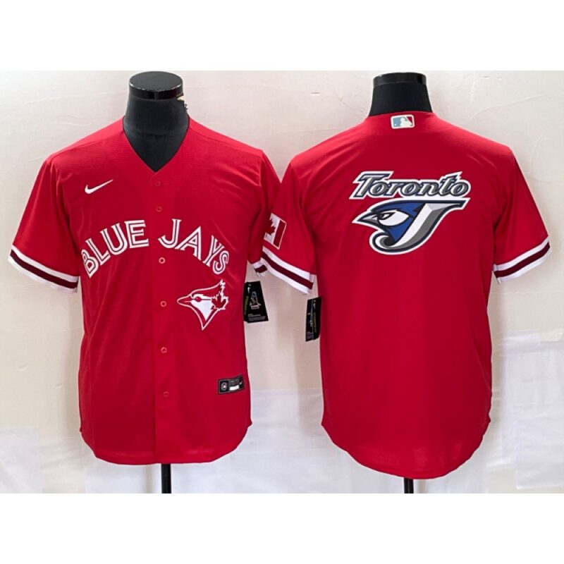 686340b2dfb3b_1 Men's Toronto Blue Jays Red Team Big Logo Cool Base Stitched Baseball Jersey