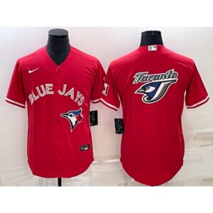 686340b589eba_1 Men's Toronto Blue Jays Red Team Big Logo Cool Base Stitched Baseball Jersey