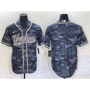 686340c79de4c_1 Men's New York Yankees Blank Gray Camo With Patch Cool Base Stitched Baseball Jersey