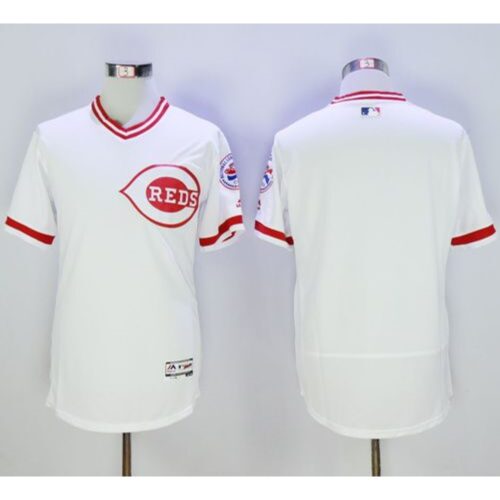 686340e37de8b_1 Reds Blank White Flexbase Authentic Collection Cooperstown Stitched MLB Jersey