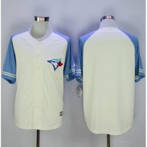 686341f89bea3_1 Blue Jays Blank Cream/Blue Exclusive New Cool Base Stitched MLB Jersey