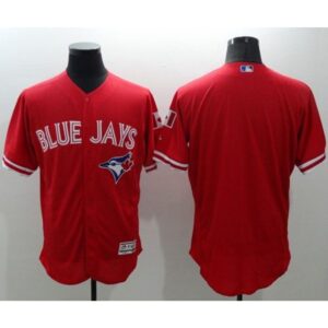 6863420d2709c_1 Blue Jays Blank Red Flexbase Authentic Collection Canada Day Stitched MLB Jersey
