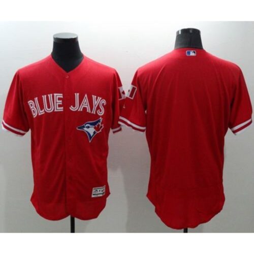 6863420d2709c_1 Blue Jays Blank Red Flexbase Authentic Collection Canada Day Stitched MLB Jersey