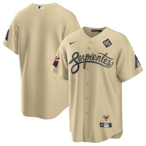 6863422fb48a0_1 Men's Arizona Diamondbacks Blank Cream 2023 World Series City Connect Cool Base Stitched Baseball Jersey