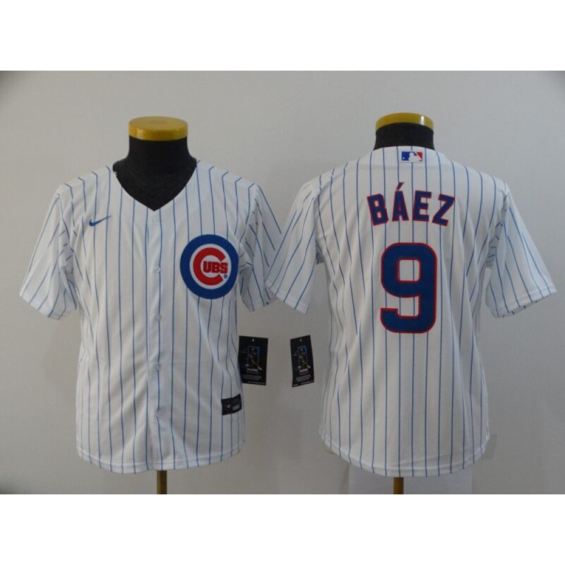 686342585fda5_1 Youth Chicago Cubs White #9 Javier Baez 2020 Cool Base Stitched MLB Jersey