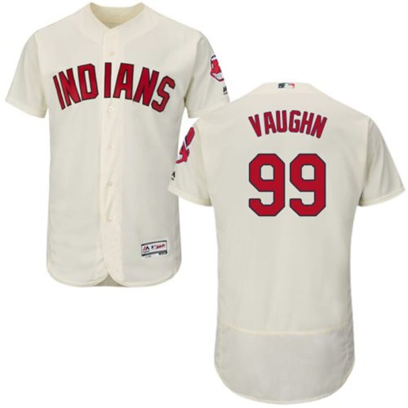 6863427e56de8_1 indians #99 Ricky Vaughn Cream Flexbase Authentic Collection Stitched MLB Jersey