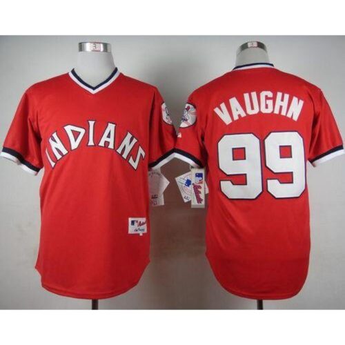 6863429d1058e_1 indians #99 Ricky Vaughn Red 1974 Turn Back The Clock Stitched MLB Jersey