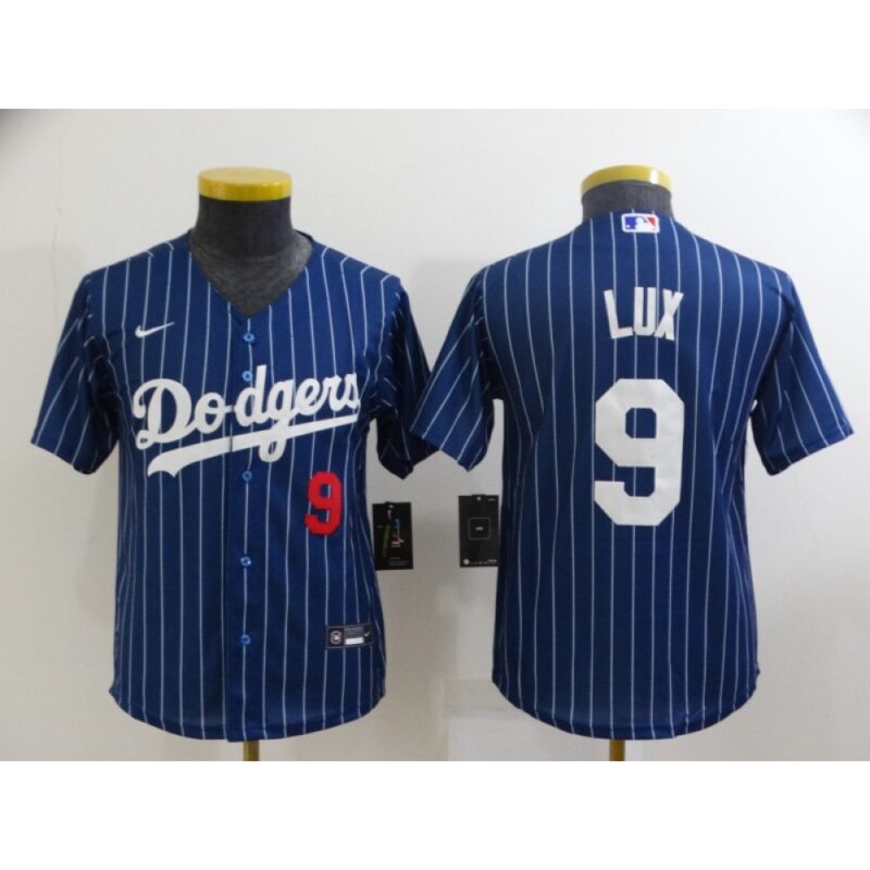 686343025efd9_1 Youth Los Angeles Dodgers #9 Gavin Lux Blue Stitched Jersey