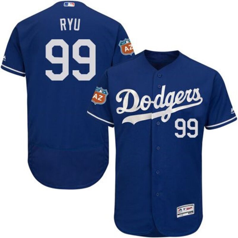 6863430d9c67b_1 Dodgers #99 Hyun-Jin Ryu Blue Flexbase Authentic Collection Stitched MLB Jersey