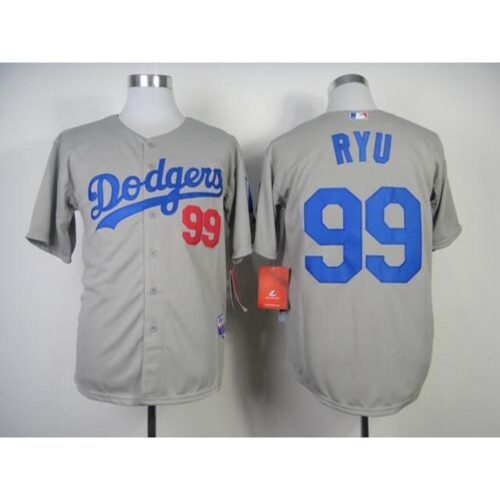 68634313b15a0_1 Dodgers #99 Hyun-Jin Ryu Grey Cool Base Stitched MLB Jersey