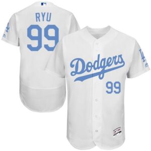 686343262ae76_1 Dodgers #99 Hyun-Jin Ryu White Flexbase Authentic Collection 2016 Father's Day Stitched MLB Jersey