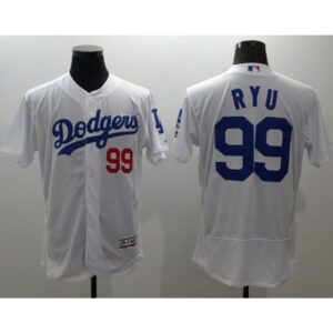 6863432938991_1 Dodgers #99 Hyun-Jin Ryu White Flexbase Authentic Collection Stitched MLB Jersey