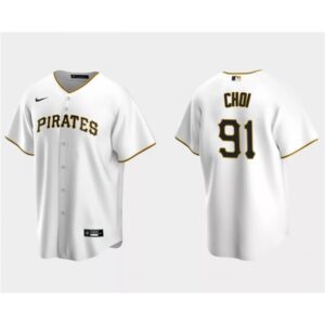 6863433b6b258_1 Men's Pittsburgh Pirates #91 Ji Man Choi White Cool Base Stitched Baseball Jersey