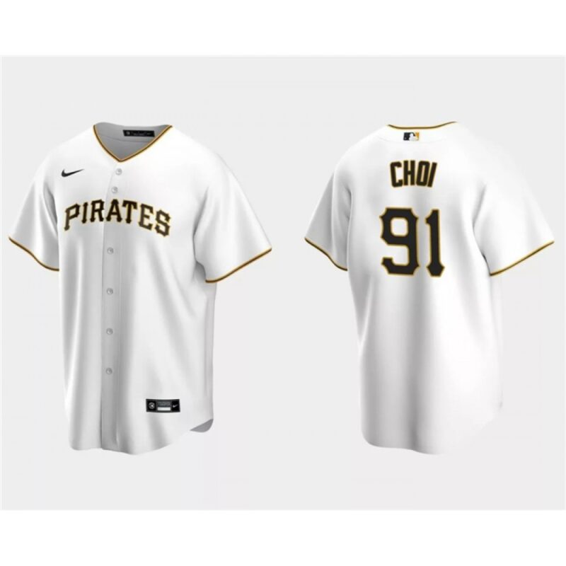 6863433b6b258_1 Men's Pittsburgh Pirates #91 Ji Man Choi White Cool Base Stitched Baseball Jersey