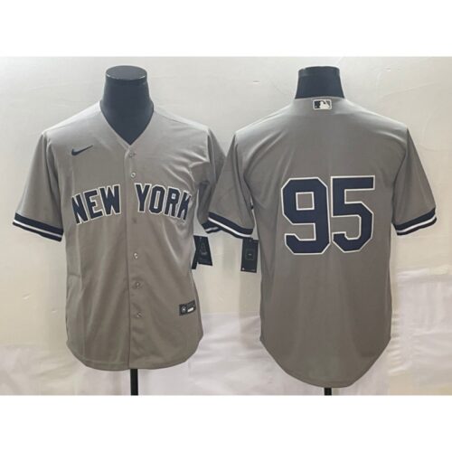 686343412b10a_1 Men's New York Yankees #95 Oswaldo Cabrera Gray Cool Base Stitched Jersey