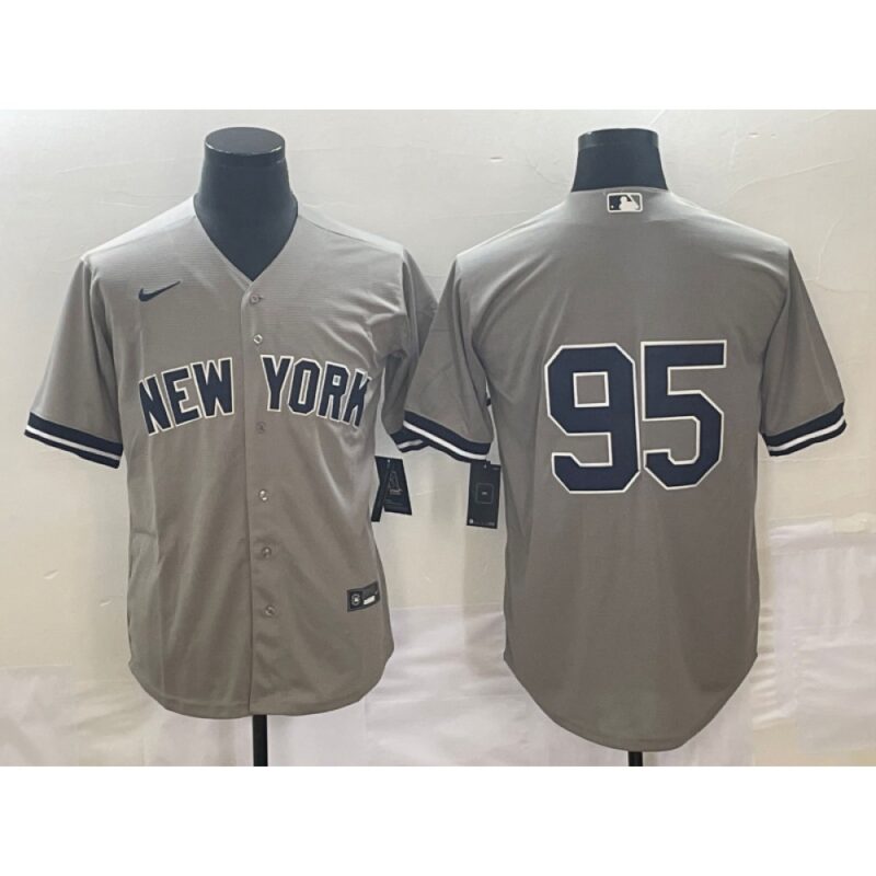 686343412b10a_1 Men's New York Yankees #95 Oswaldo Cabrera Gray Cool Base Stitched Jersey